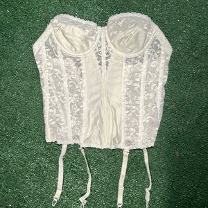 White Lace Corset Top - Vintage - Size Small